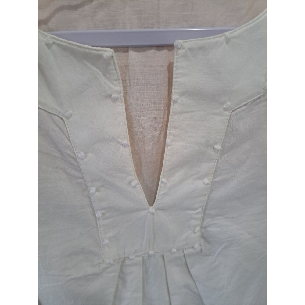 New Frances Valentine White Cotton Poplin Easy Dress  Nubs Lagenlook Pockets M - Picture 6 of 16